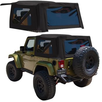 Sierra Auto Seats & Tops Jeep Wrangler JK 4-Door Soft Top – 2007-2009 – Black Sailcloth, Tinted Windows