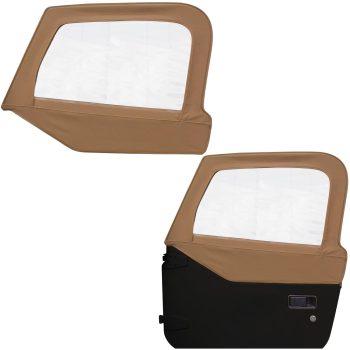 Sierra Offroad Jeep Half Doors for 1997 to 2006 Jeep Wrangler TJ - Spice, Denim Vinyl - 2 Door Skins with Plastic Clear Windows - Factory OEM Precision Fit Replacement - Upper Door Skin (Set of 2)