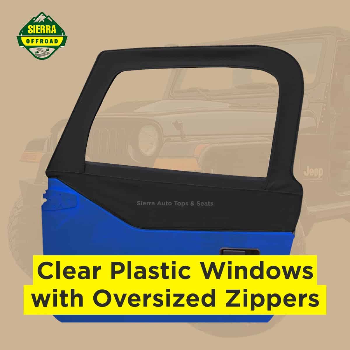 thumbnail image 2 of Jeep TJ Wrangler Door Skins (97-06) – Black Sailcloth, Sold In Pairs, Easy Install 2 of 5