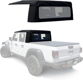 Sierra Offroad Soft Top for 2020 to 2026 Jeep Gladiator JT - Black, Twill Canvas - 4 Door Gladiator Soft Top with Rear Plastic Clear Window - Factory Precision Fit Replacement - No Upper Door Skins