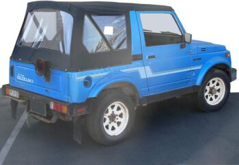 Suzuki Samurai 1986-1994 Soft Top Replacement - Clear Windows - Black, Leather Grain Vinyl