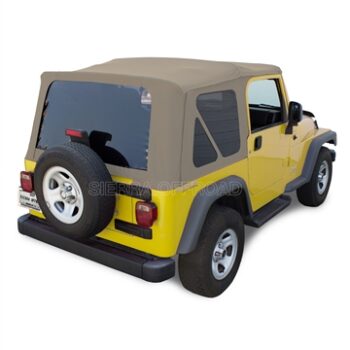 Sierra Offroad Soft Top for 1997 to 2006 Jeep Wrangler TJ - Parchment, Sailcloth Vinyl - 2 Door Jeep Soft Top with Rear Plastic Tinted Windows - Factory Precision Fit Replacement - No Upper Door Skins